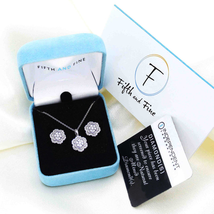 1/2 - 3/4 CTTW Diamond Floral Cluster Stud Earring/Pendant in Sterling Silver