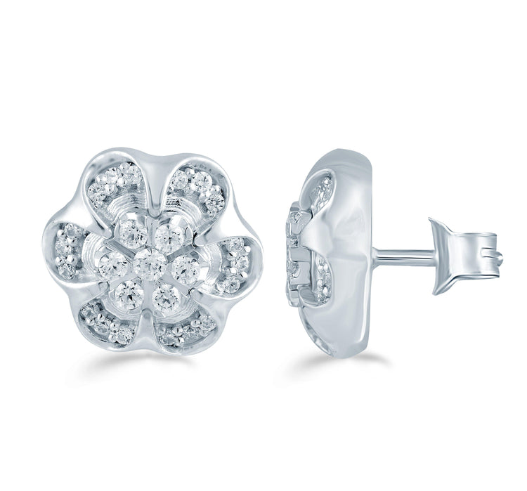 1/3Ct TW Diamond Floral Cluster Fashion Stud Earring in Sterling Silver - Fifth and Fine
