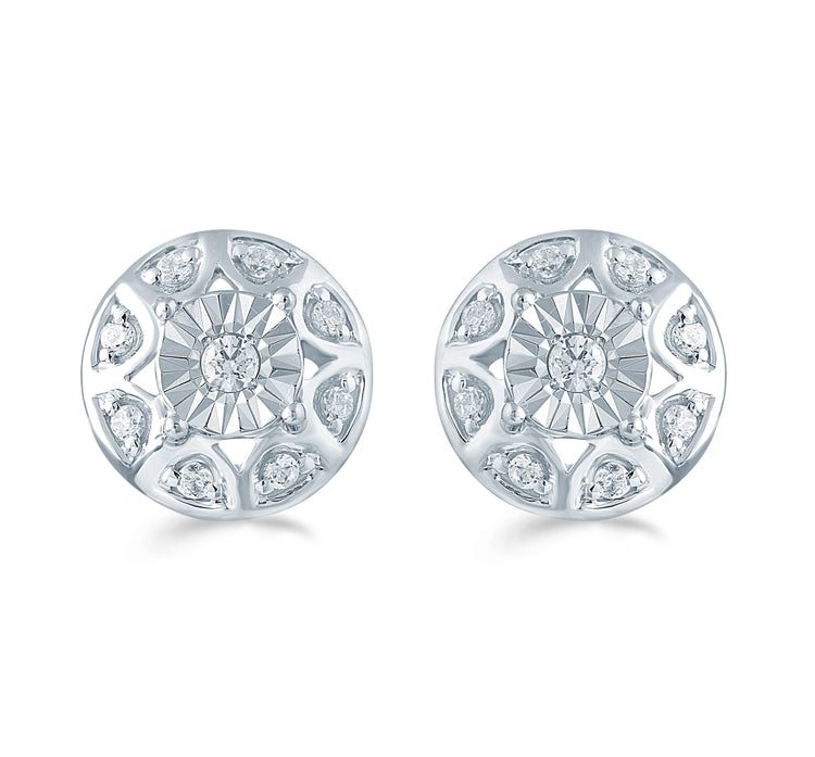 1/5Ct TW Diamond Round Cluster Fashion Stud Earring in Sterling Silver - Fifth and Fine