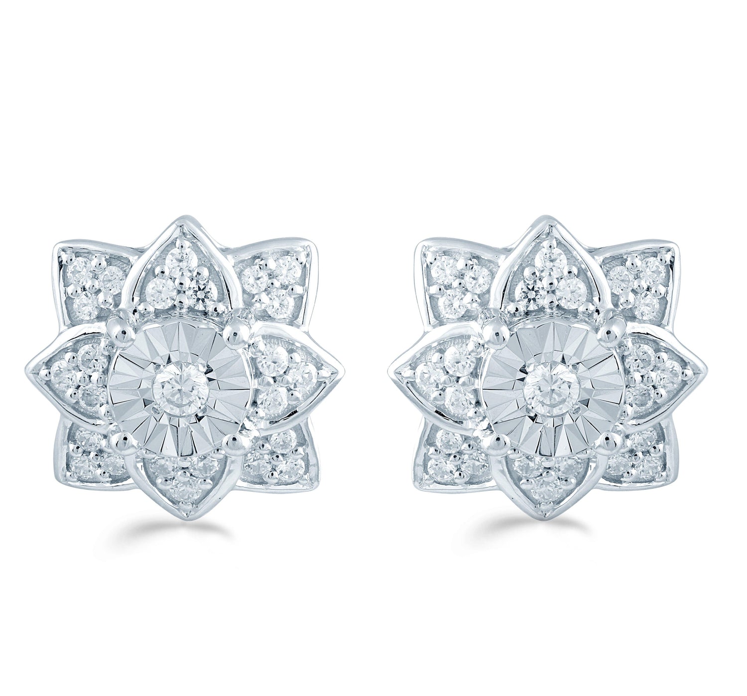 1/3Ct TW Diamond Floral Cluster Fashion Stud Earring in Sterling Silver - Fifth and Fine