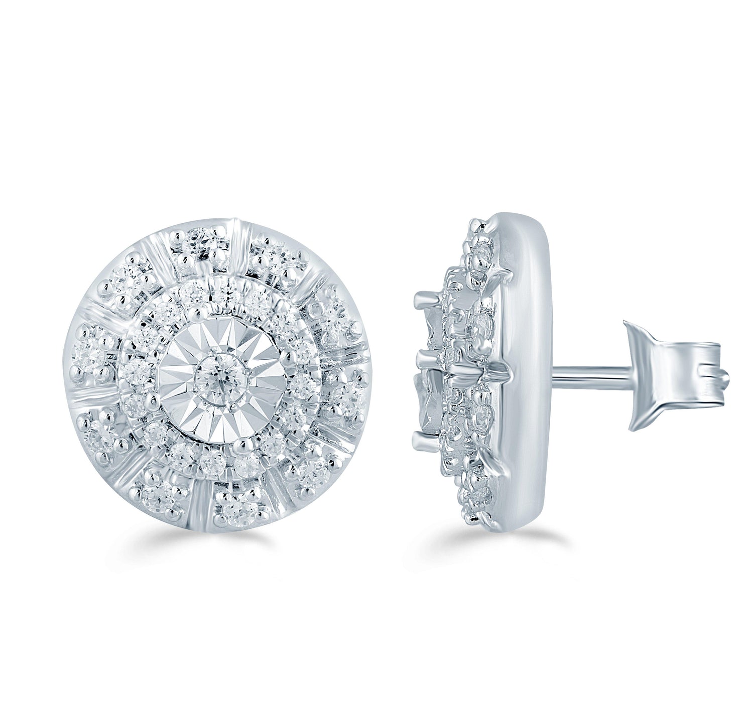 1/4Ct TW Diamond Cluster Earring Set In Sterling Silver - Fifth and Fine