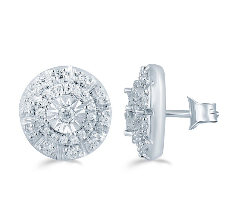 1/4Ct TW Diamond Cluster Earring Set In Sterling Silver - Fifth and Fine