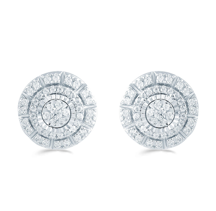 1/2Ct TW Diamond Cluster Earring Set In Sterling Silver - Fifth and Fine