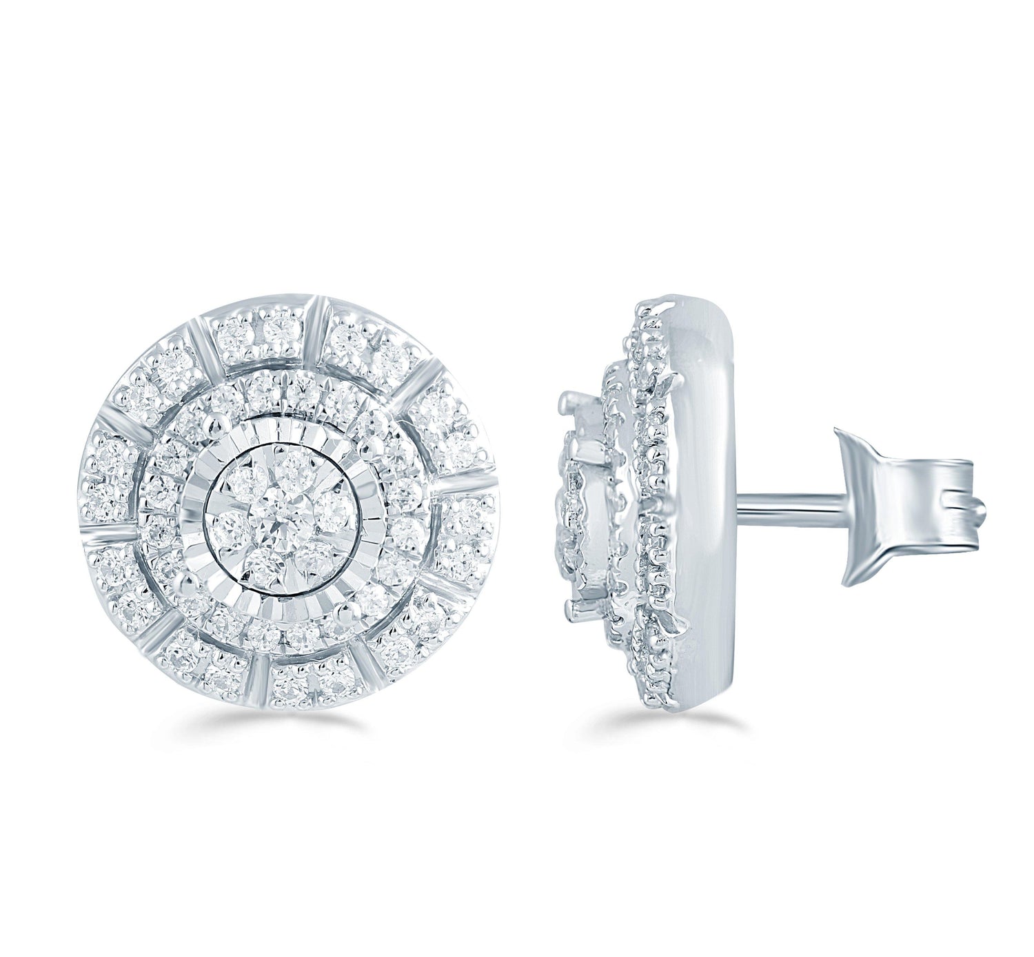 1/2Ct TW Diamond Cluster Earring Set In Sterling Silver - Fifth and Fine