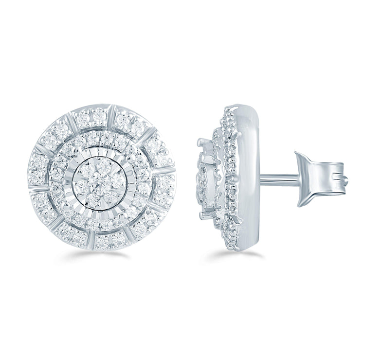 1/2Ct TW Diamond Cluster Earring Set In Sterling Silver - Fifth and Fine