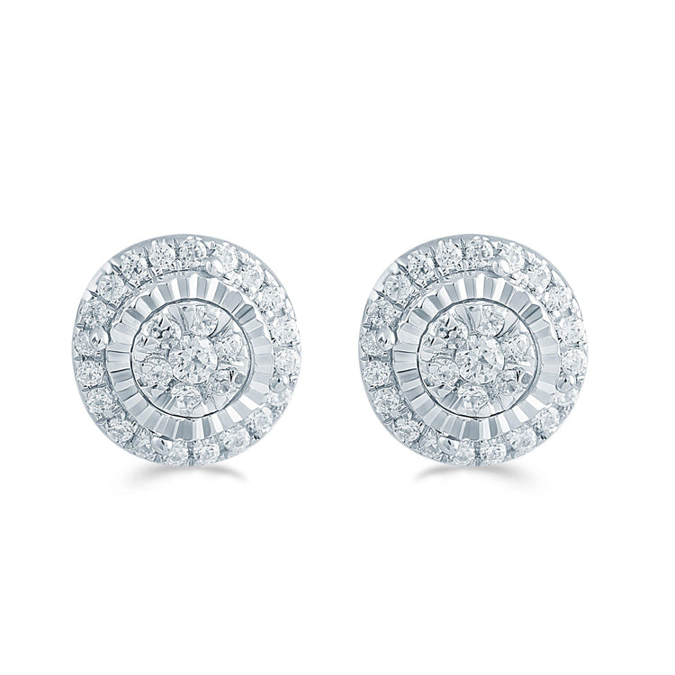 1/5CtTW Diamond Round Cluster Stud Earring in Sterling Silver - Fifth and Fine
