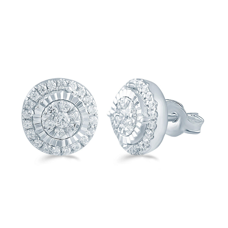 1/5CtTW Diamond Round Cluster Stud Earring in Sterling Silver - Fifth and Fine