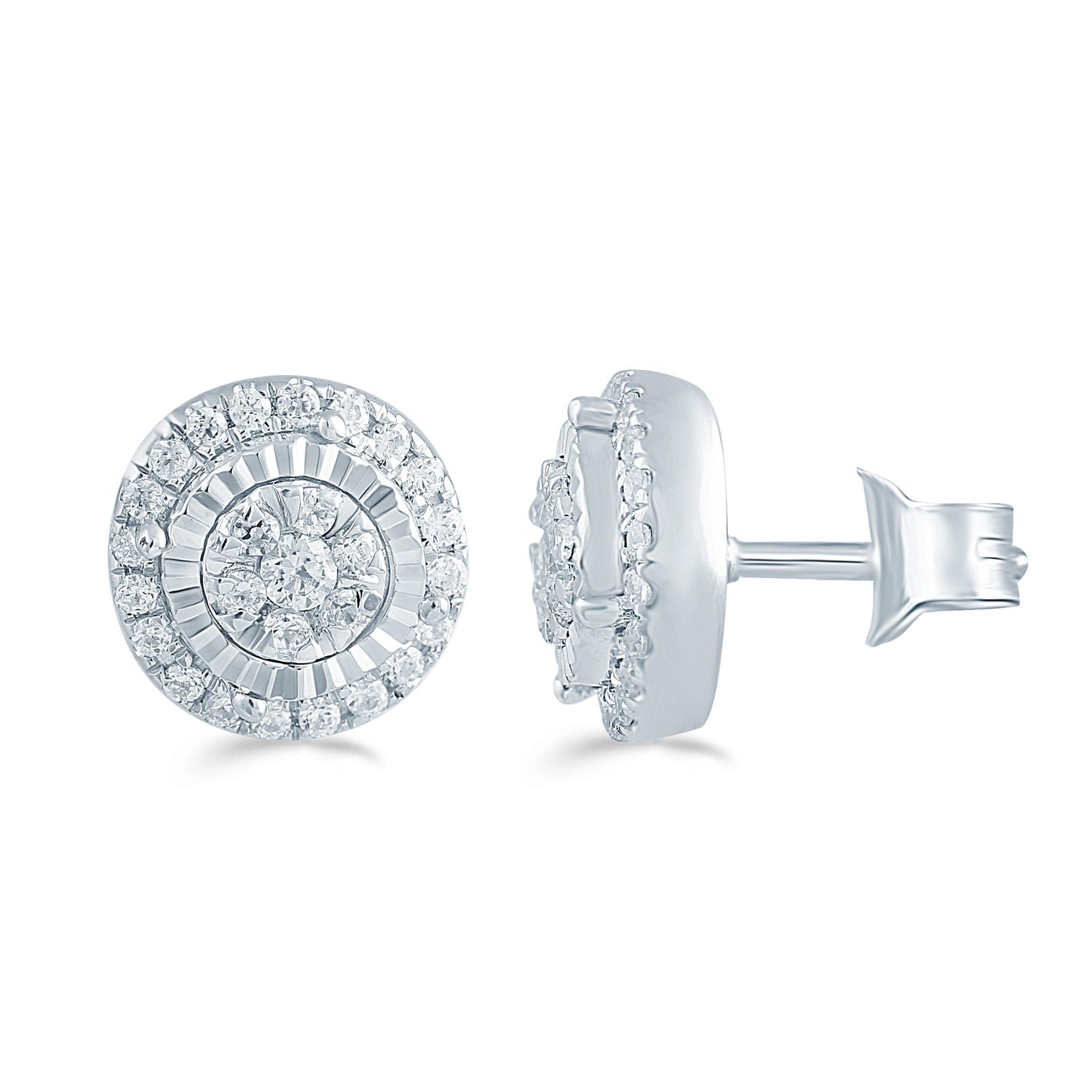 1/5CtTW Diamond Round  Cluster Stud Earring in Sterling Silver - Fifth and Fine