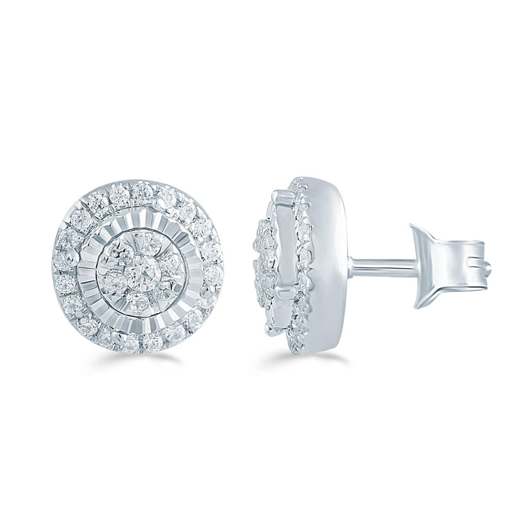 1/5CtTW Diamond Round Cluster Stud Earring in Sterling Silver - Fifth and Fine