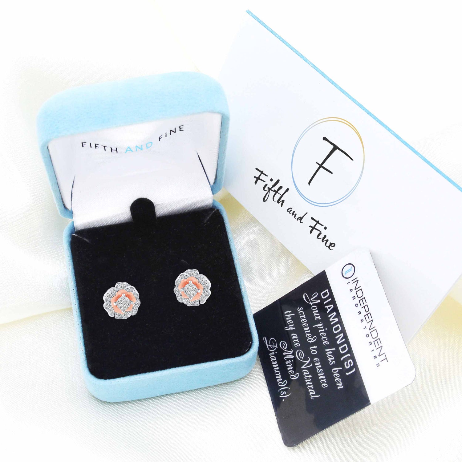 1/2ct tw Diamond Rose Two-Tone Earring in 925 Sterling Silver
