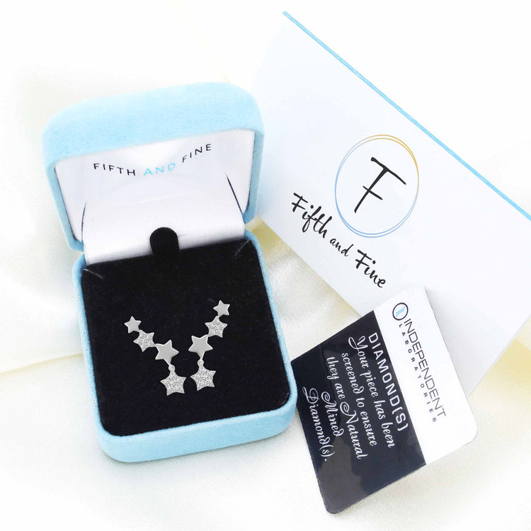 1/2 Carat Diamond Shooting Star Earrings in 925 Sterling Silver