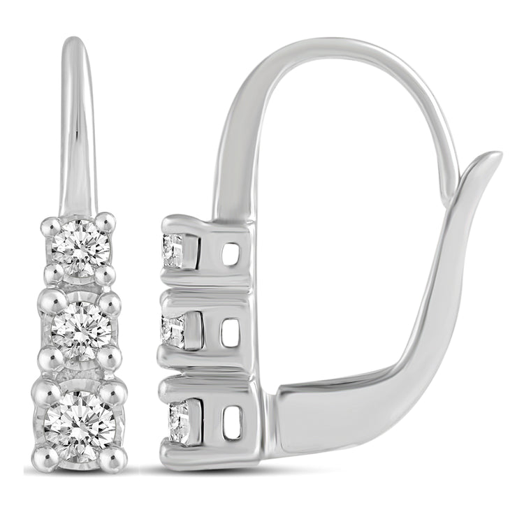 1/4 Cttw Diamond Trilogy Hoop Earrings set in 925 Sterling Silver
