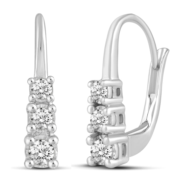 1/4 Cttw Diamond Trilogy Hoop Earrings set in 925 Sterling Silver