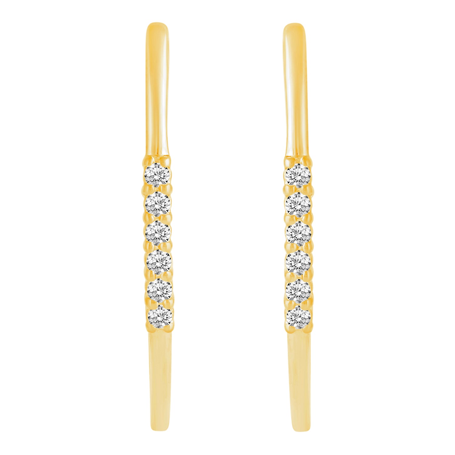 1/6 Cttw 14K Yellow Gold (I1-I2 Clarity) Diamond Station Hoop Earrings