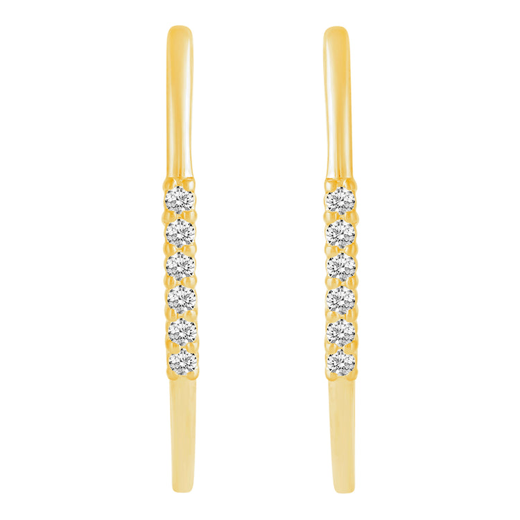 1/6 Cttw 14K Yellow Gold (I1-I2 Clarity) Diamond Station Hoop Earrings