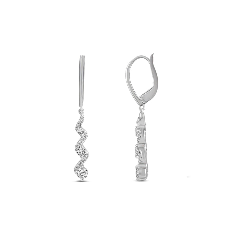 1/2 Ctw Diamond Twist Drop Dangle Earrings in 925 Sterling Silver