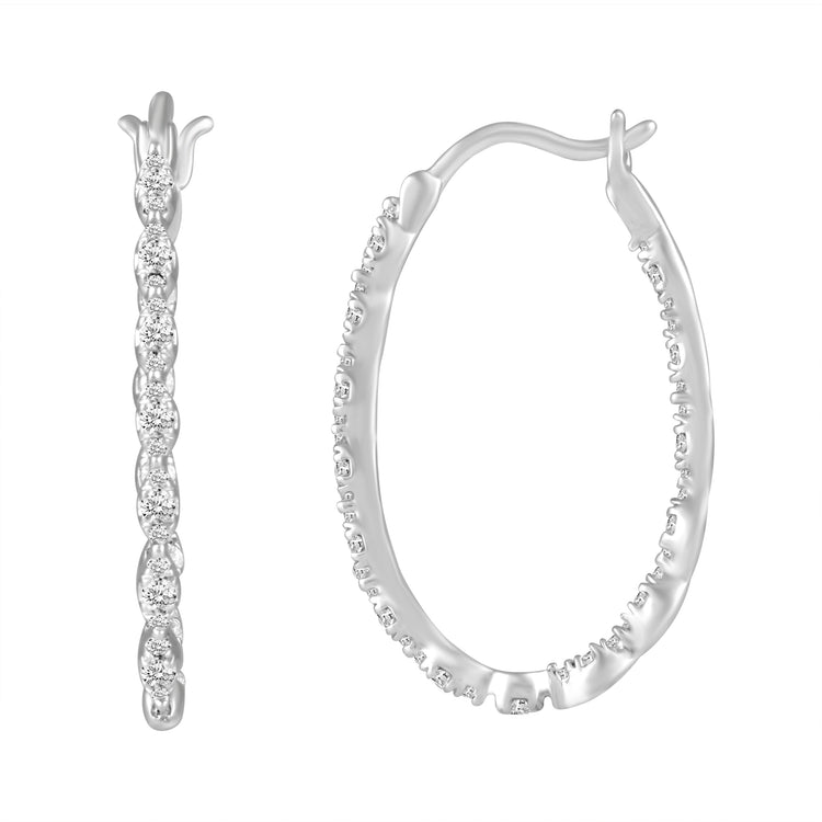 1/2 Cttw 14K Gold (I1-I2 Clarity) Diamond Infinity Inside-Out Hoop Earrings