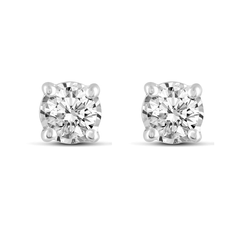 3/4 CTW (I2) Natural Diamond Studs Earrings in14K White Gold/Yellow Gold/Rose Gold