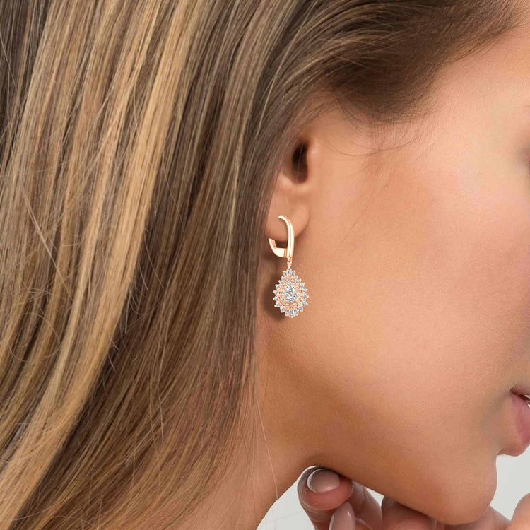 14K White/Yellow/Rose Gold 1 Cttw (I1-I2 Clarity) Diamond Pear Teardrop Dangle Earrings