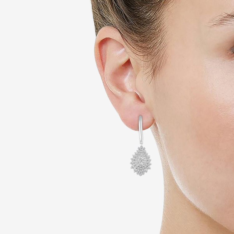 14K White/Yellow/Rose Gold 1 Cttw (I1-I2 Clarity) Diamond Pear Teardrop Dangle Earrings