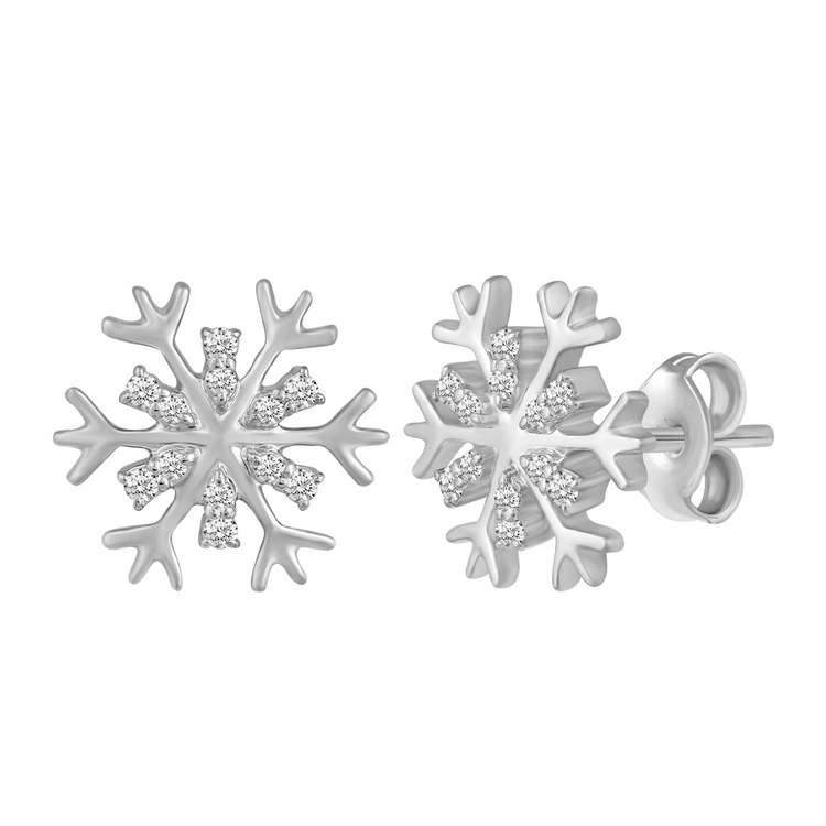 1/6 Carat SnowFlake LAB-Grown Diamond Stud Earrings for Women Girls in 925 Sterling Silver