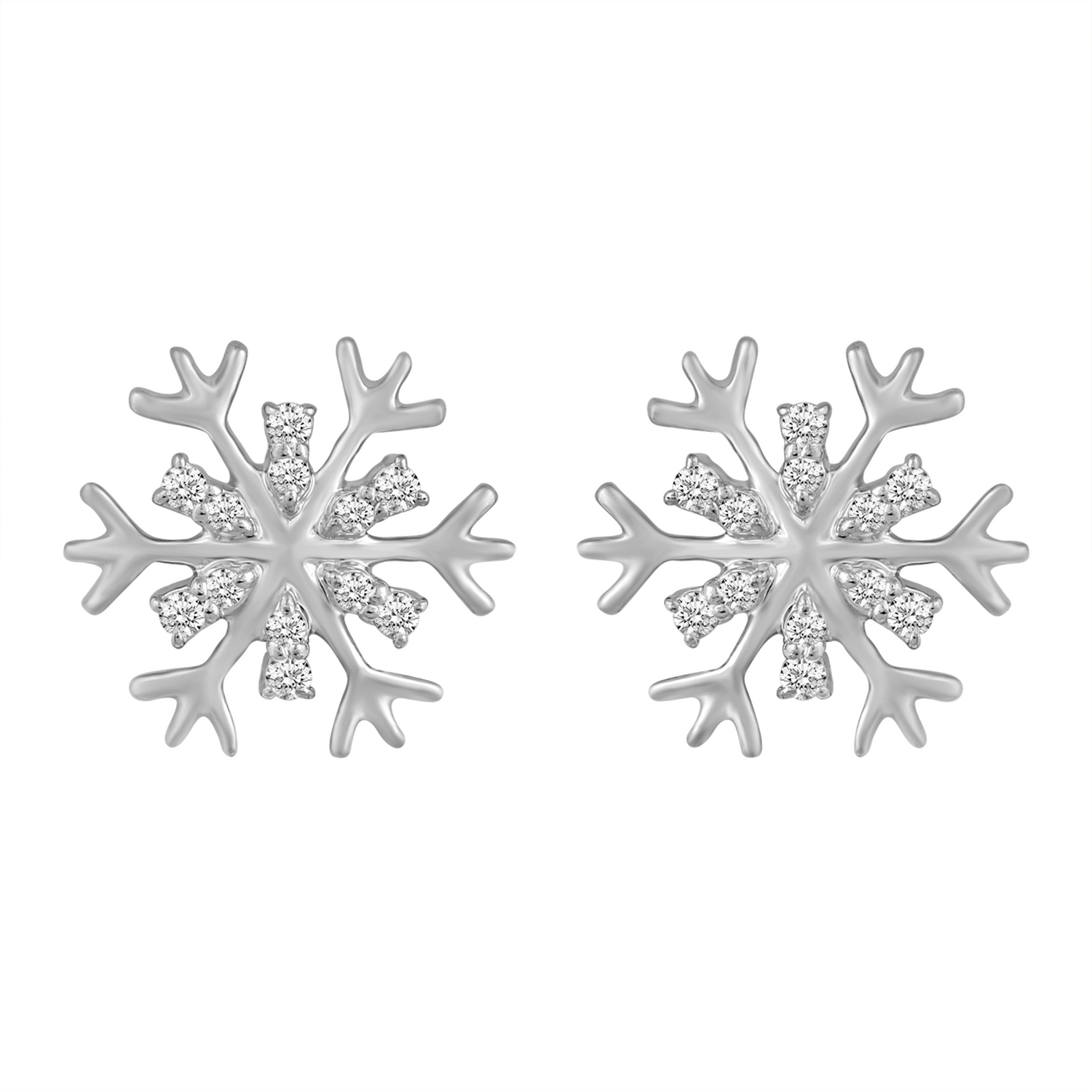1/6 Carat SnowFlake LAB-Grown Diamond Stud Earrings for Women Girls in 925 Sterling Silver