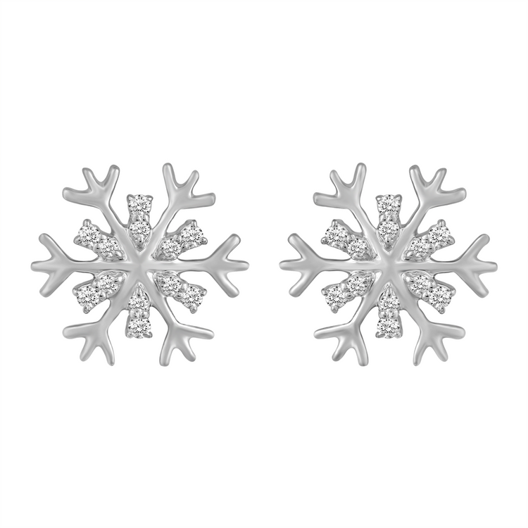 1/6 Carat SnowFlake LAB-Grown Diamond Stud Earrings for Women Girls in 925 Sterling Silver