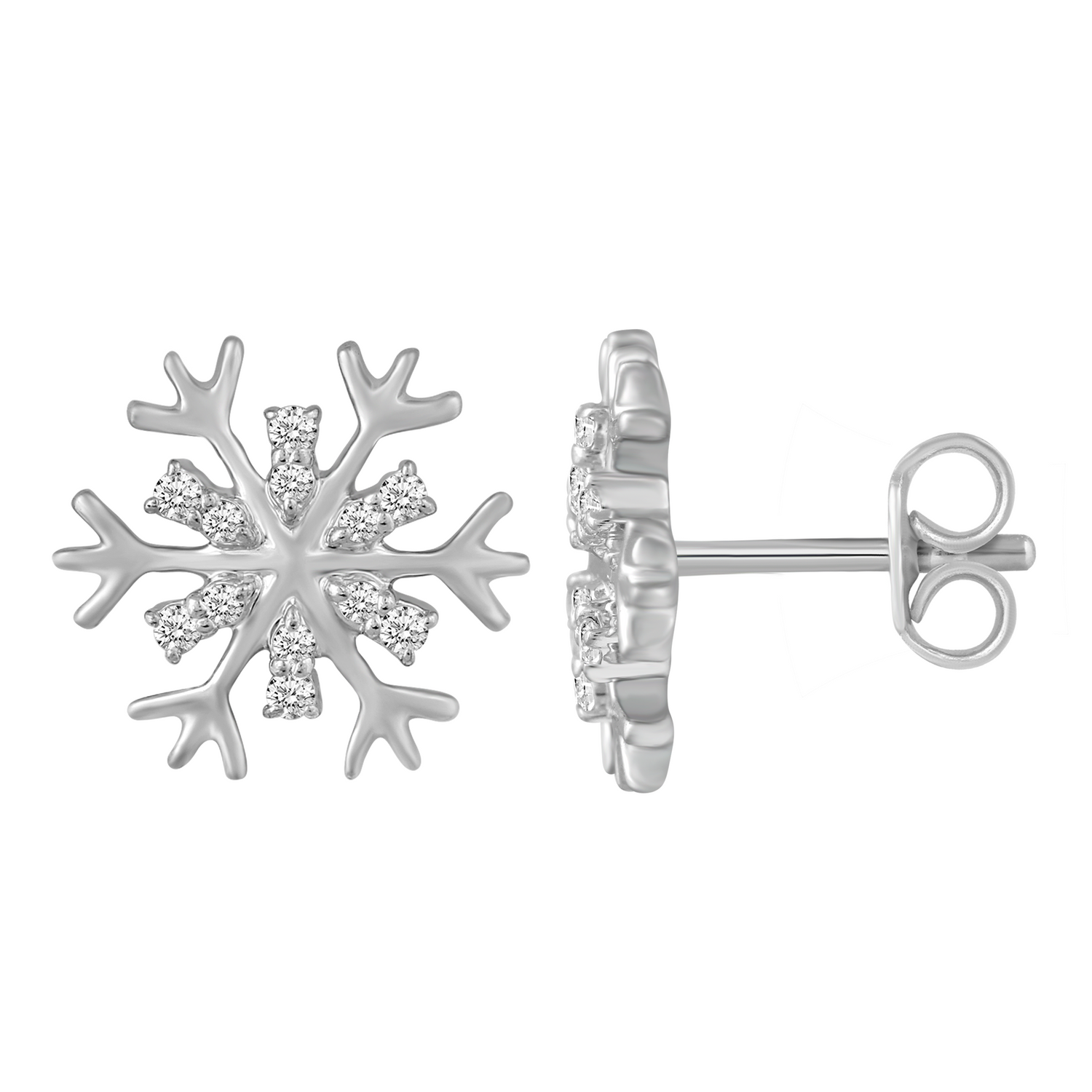1/6 Carat SnowFlake LAB-Grown Diamond Stud Earrings for Women Girls in 925 Sterling Silver