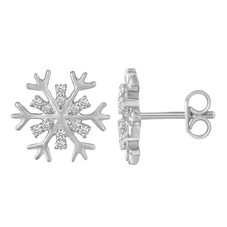 1/6 Carat SnowFlake LAB-Grown Diamond Stud Earrings for Women Girls in 925 Sterling Silver