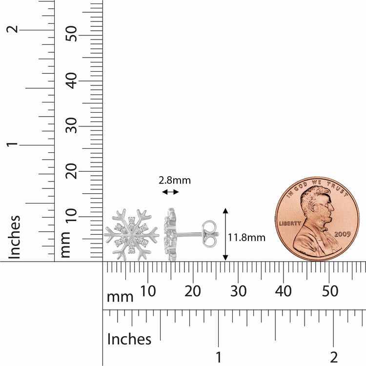 1/6 Carat SnowFlake Diamond Stud Earrings for Women Girls in 925 Sterling Silver