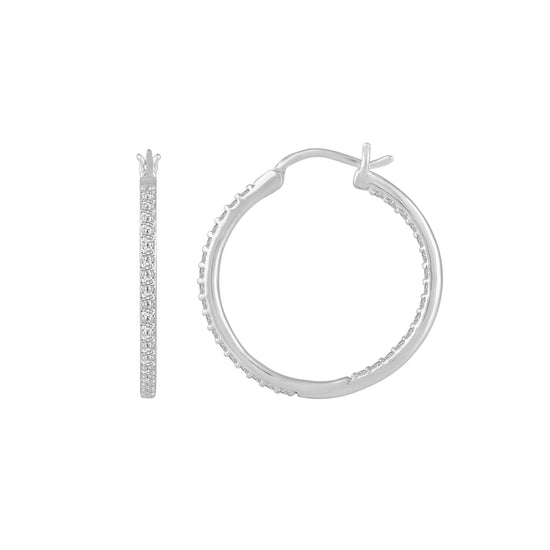 1/2ct tw Diamond Hoop Earrings in Sterling Silver - Fifth and Fine