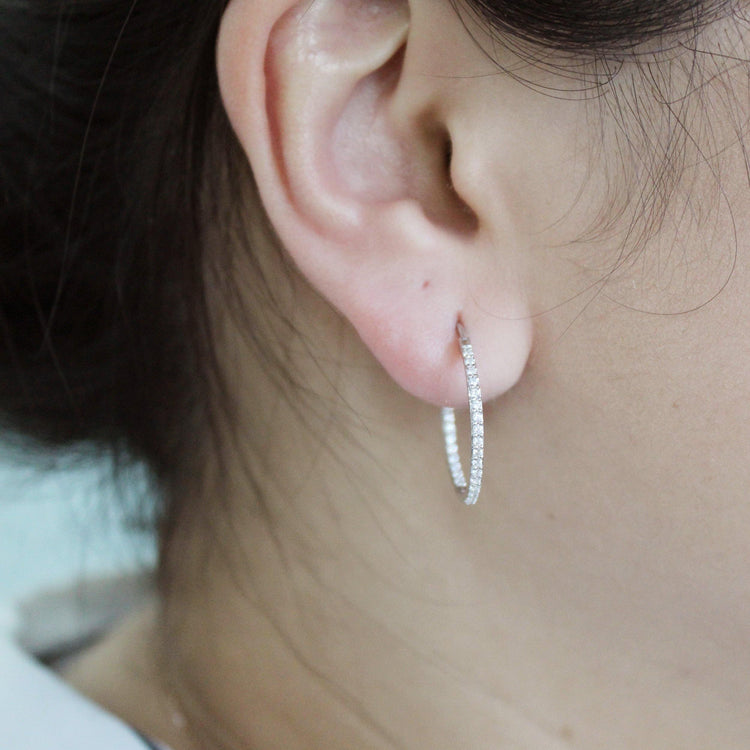 1/2ct tw Diamond Hoop Earrings in Sterling Silver - Fifth and Fine