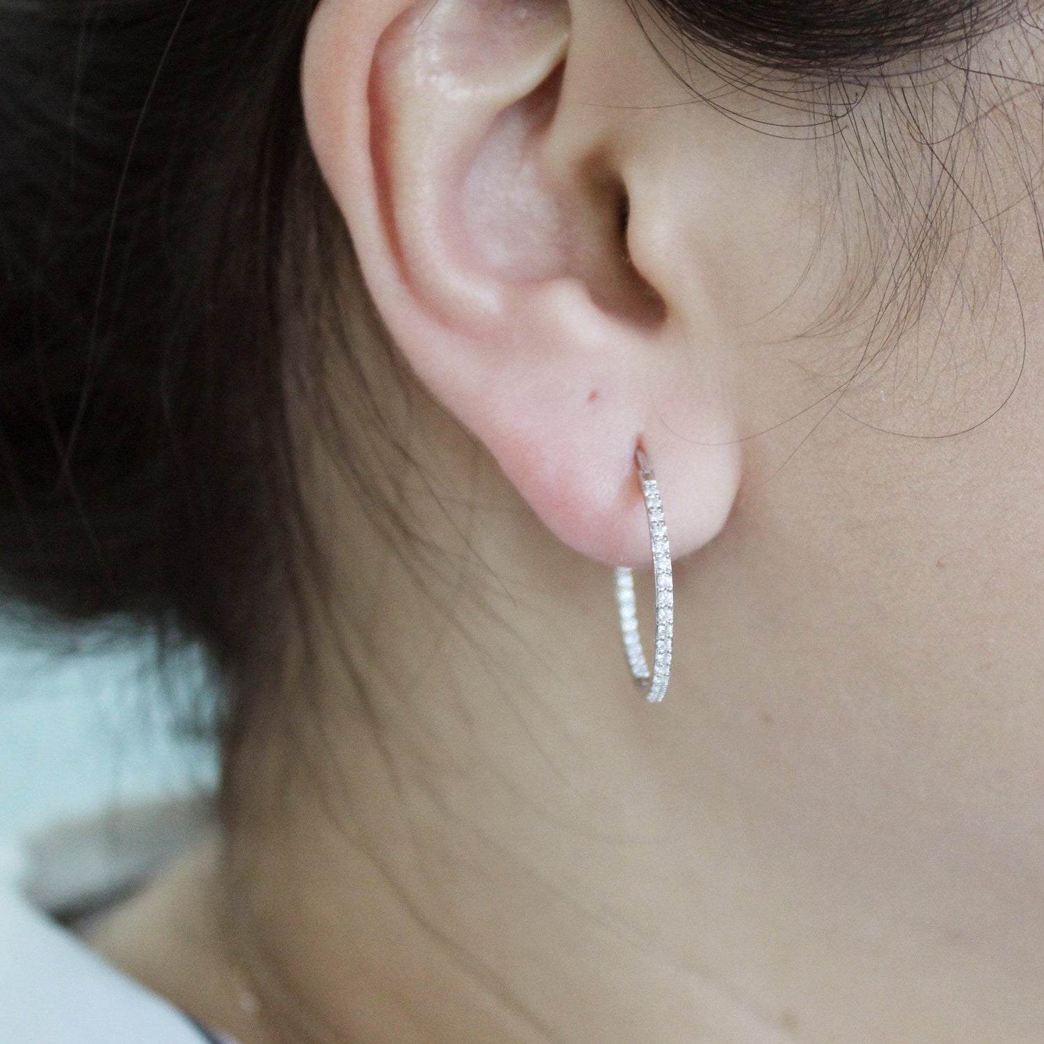 1/2 - 1 1/2ct tw Diamond Hoop Earrings in Sterling Silver - Fifth and Fine