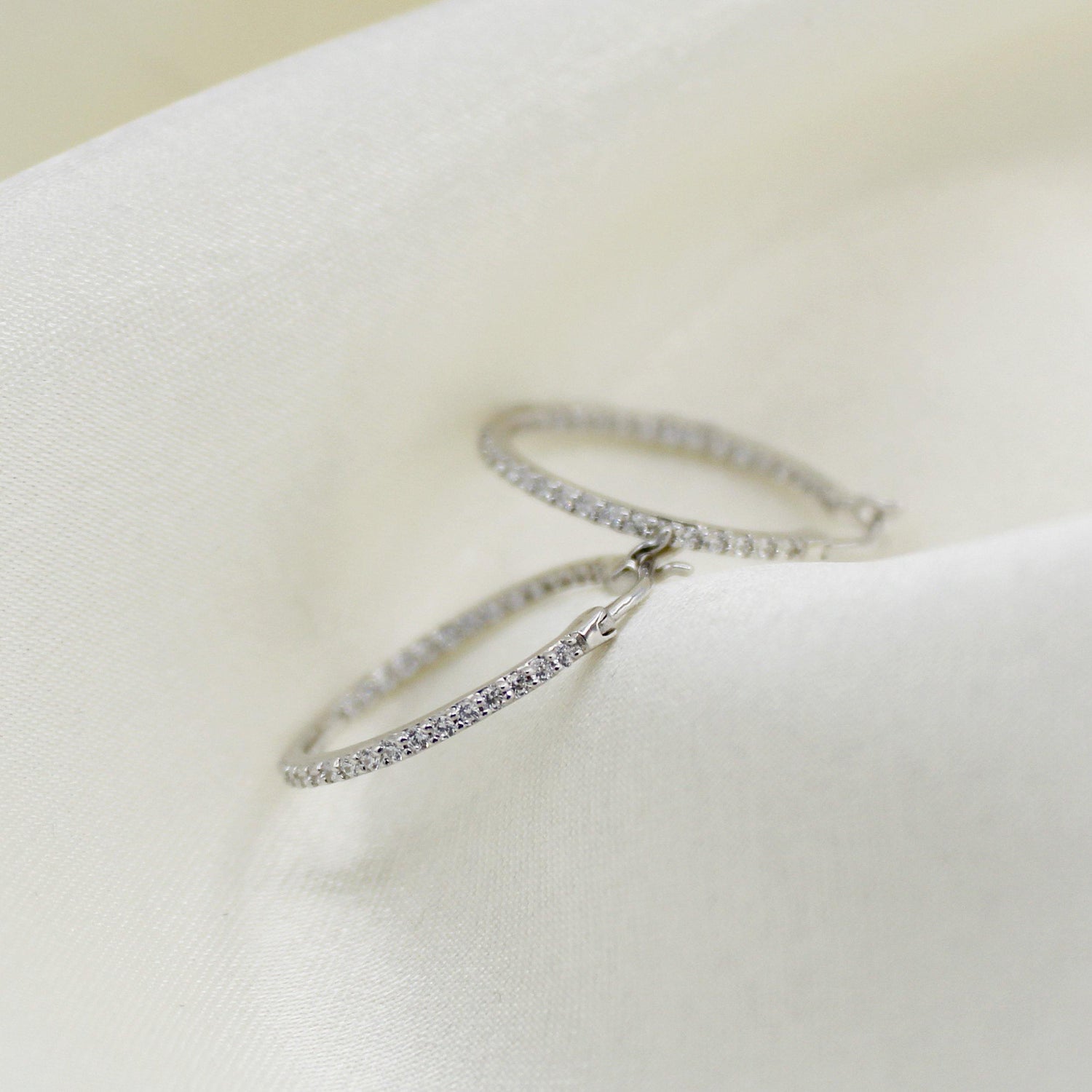 1/2ct tw Diamond Hoop Earrings in Sterling Silver - Fifth and Fine