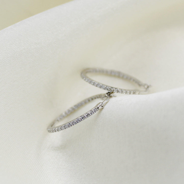 1/2ct tw Diamond Hoop Earrings in Sterling Silver - Fifth and Fine