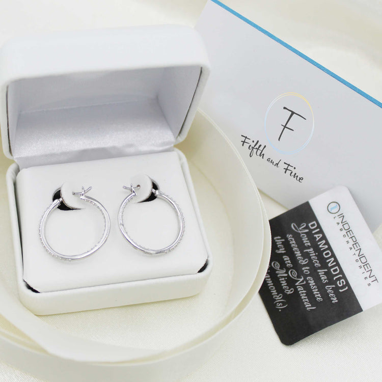 1/2ct tw Diamond Hoop Earrings in Sterling Silver