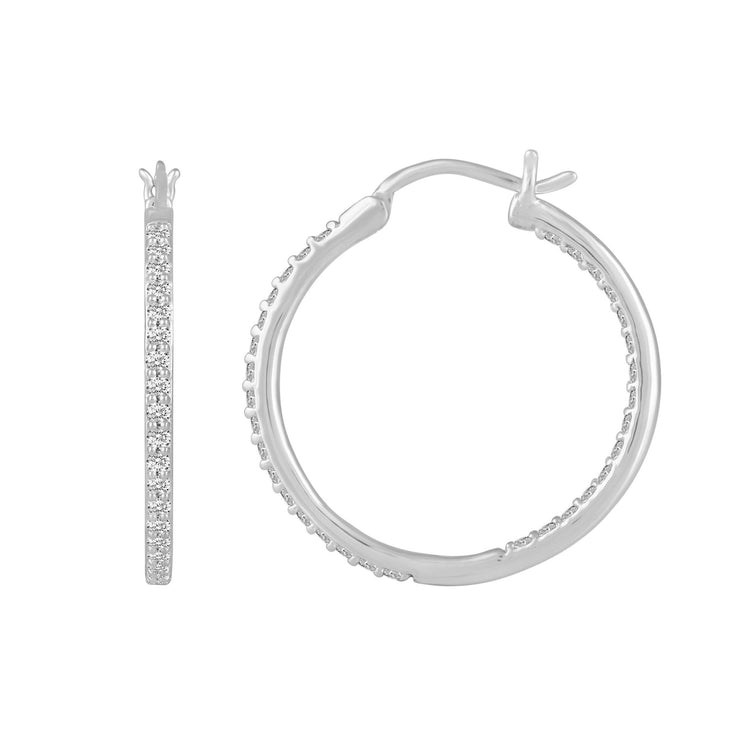 natural Diamond Hoop Earrings in Sterling Silver accessible fine jewelry gift anniversary