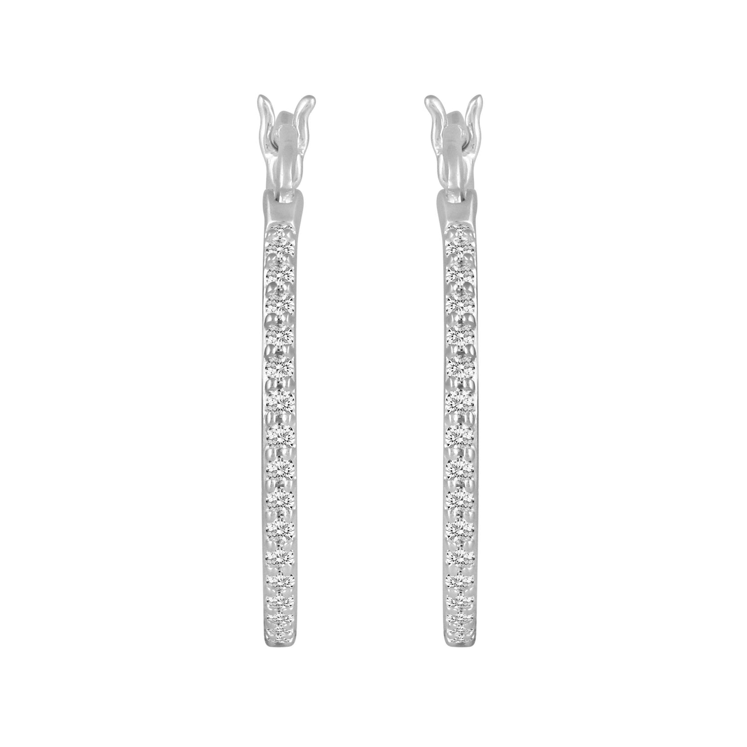 natural  Diamond Hoop Earrings in Sterling Silver accessible fine jewelry gift anniversary