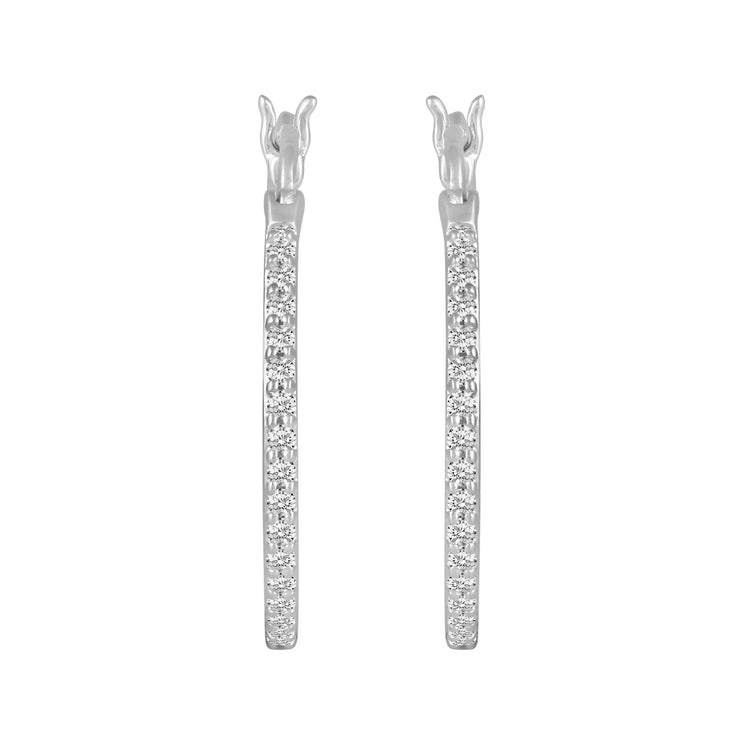natural Diamond Hoop Earrings in Sterling Silver accessible fine jewelry gift anniversary