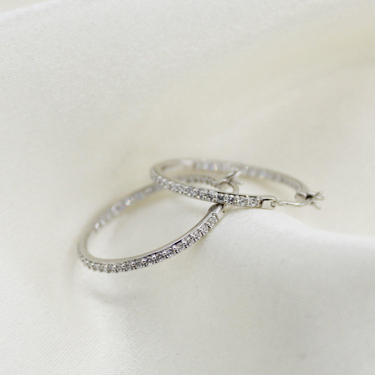1/2 - 1 1/2ct tw Diamond Hoop Earrings in Sterling Silver - Fifth and Fine