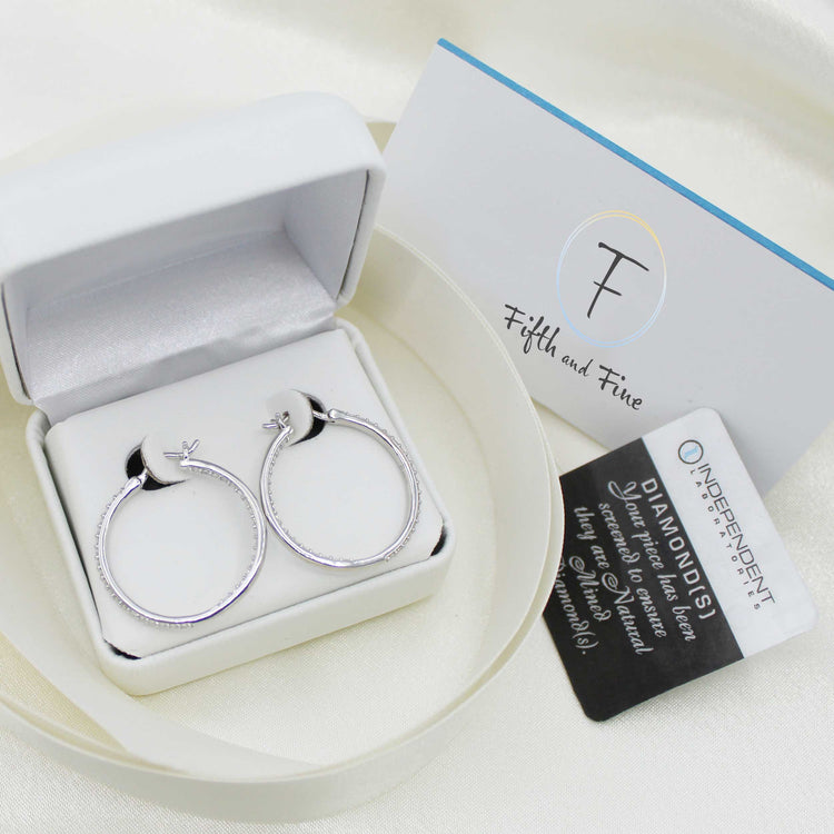 1.0ct tw Diamond Hoop Earrings in Sterling Silver