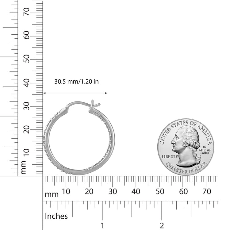 Diamond Hoop Earrings in Sterling Silver affordable cheap fine jewelry birthday gift