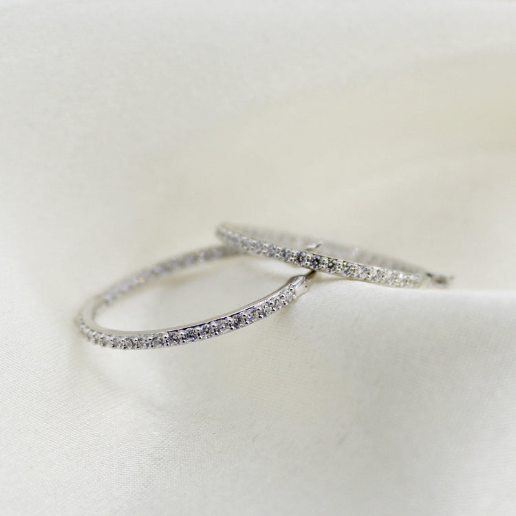 Diamond Hoop Earrings in Sterling Silver affordable cheap fine jewelry birthday gift