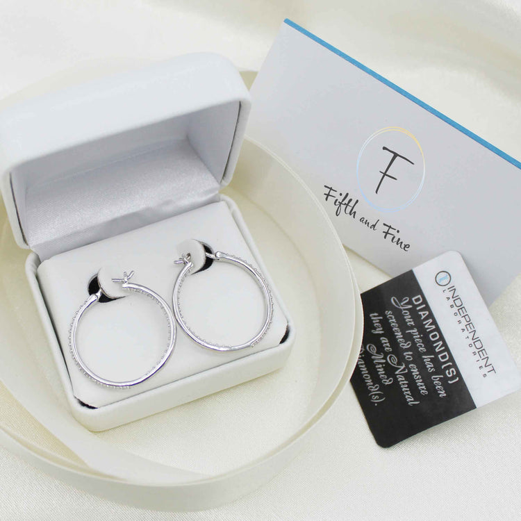 1 1/2ct tw Diamond Hoop Earrings in Sterling Silver