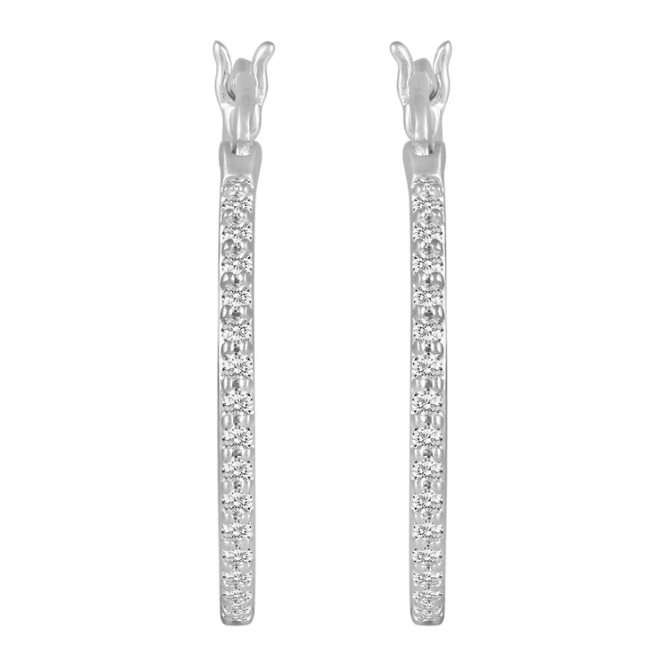 Diamond Hoop Earrings in Sterling Silver affordable cheap fine jewelry birthday gift