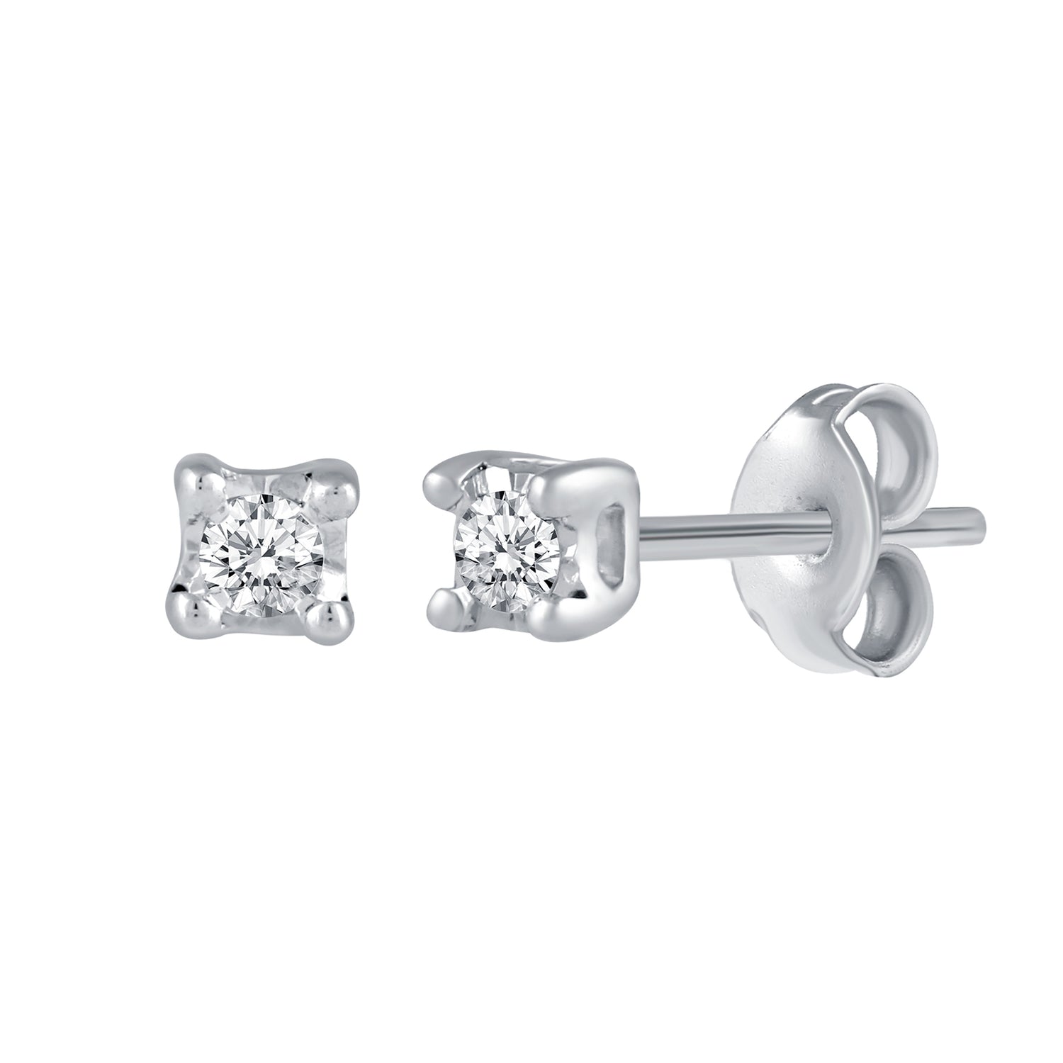 1/10ct TW to 1/4ct TW Natural Diamond Stud Earrings Set in Sterling Silver