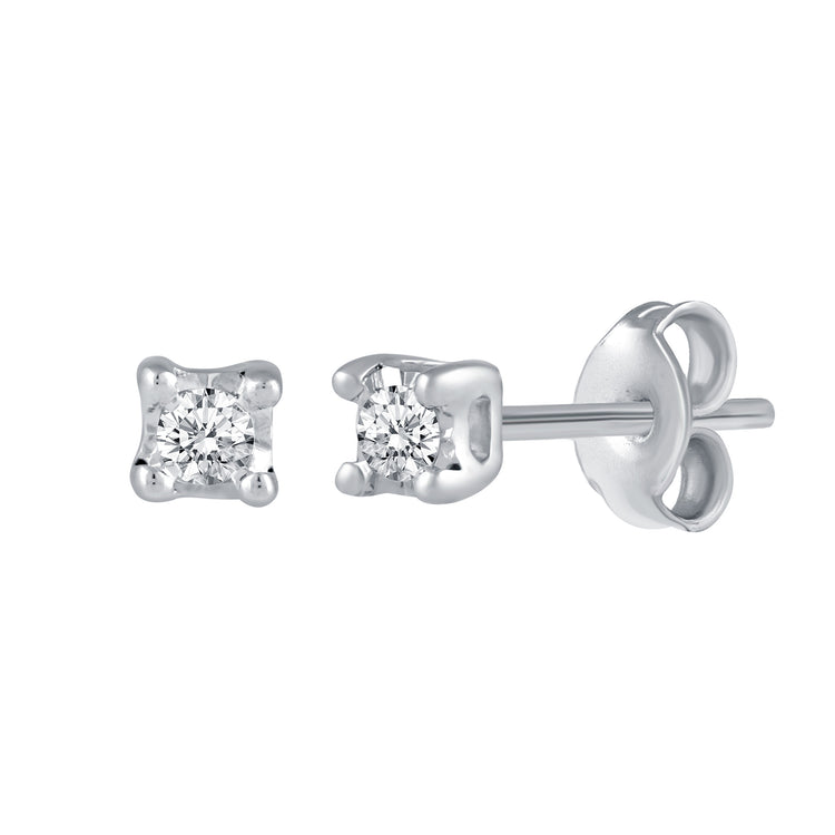 1/10ct TW to 1/4ct TW Natural Diamond Stud Earrings Set in Sterling Silver