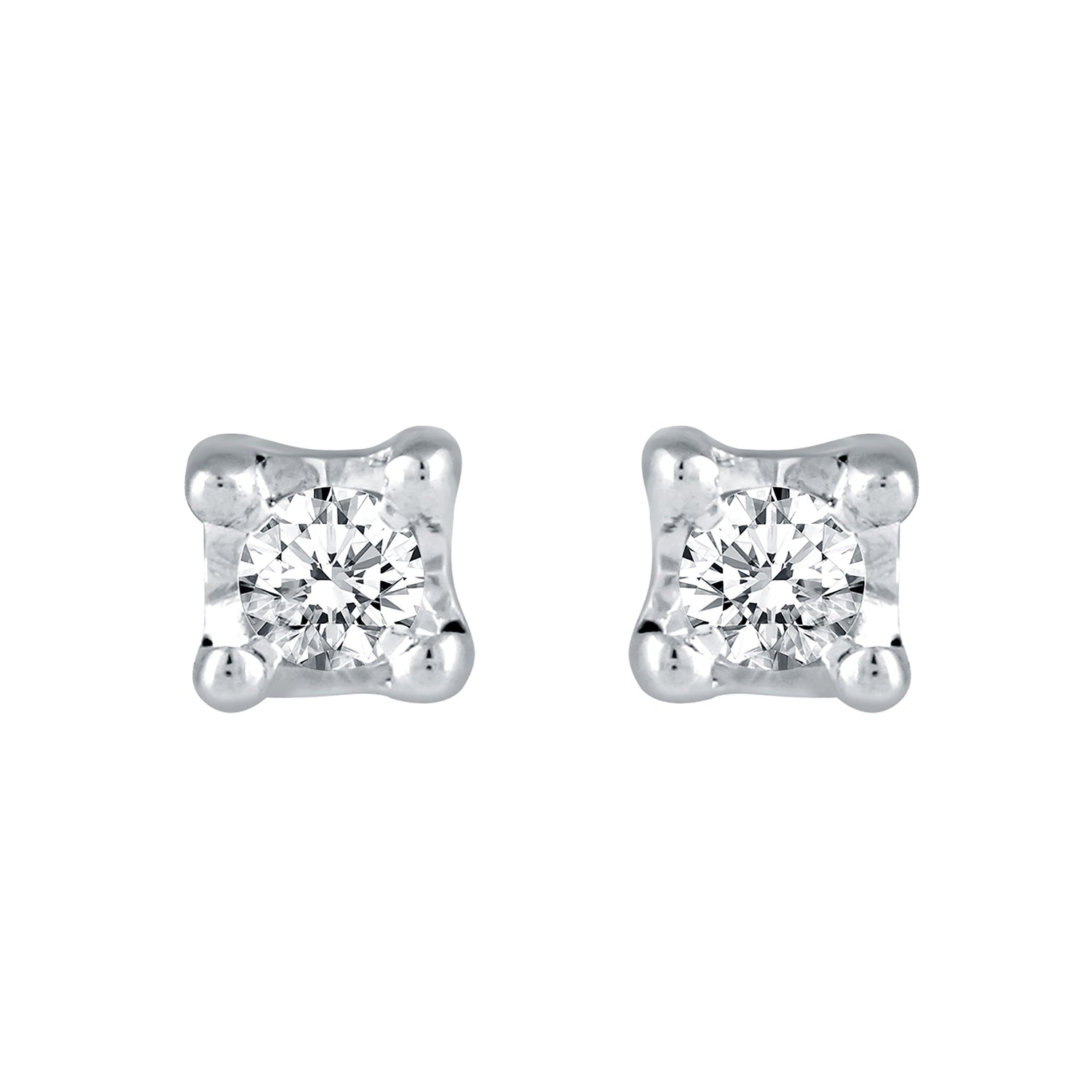 1/10ct TW to 1/4ct TW Natural Diamond Stud Earrings Set in Sterling Silver
