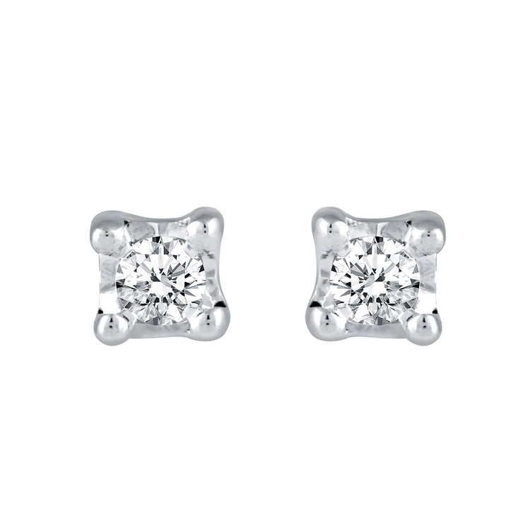 1/10ct TW to 1/4ct TW Natural Diamond Stud Earrings Set in Sterling Silver