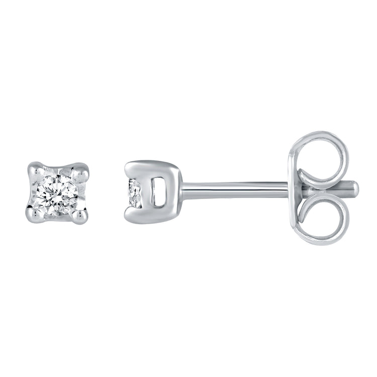 1/10ct TW to 1/4ct TW Natural Diamond Stud Earrings Set in Sterling Silver